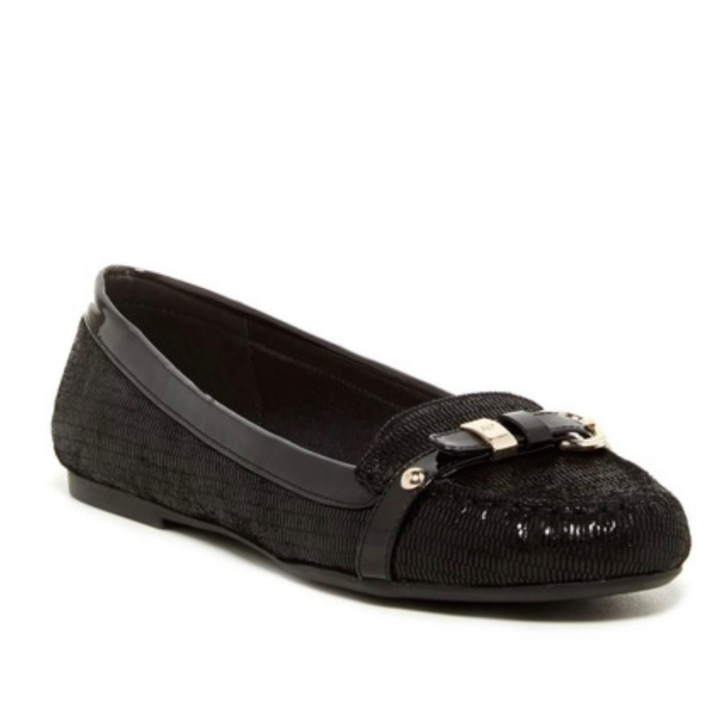 Anne Klein Savina Reptile Slip-on Black Loafer